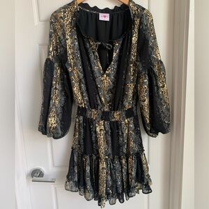 Buddy Love Gold Snake Print Mini Dress